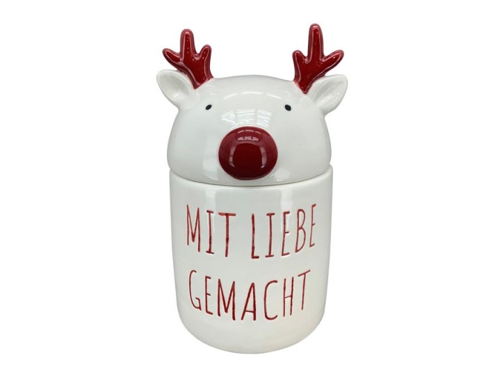 Keksdose Rudolph - Aufschrift Mit Liebe gemacht