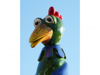 Lustiges Huhn aus Keramik - grün